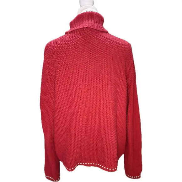 Ann Taylor Sweater knit Pullover‎ turtleneck ugly tacky holiday snowflake size M - Picture 2 of 7
